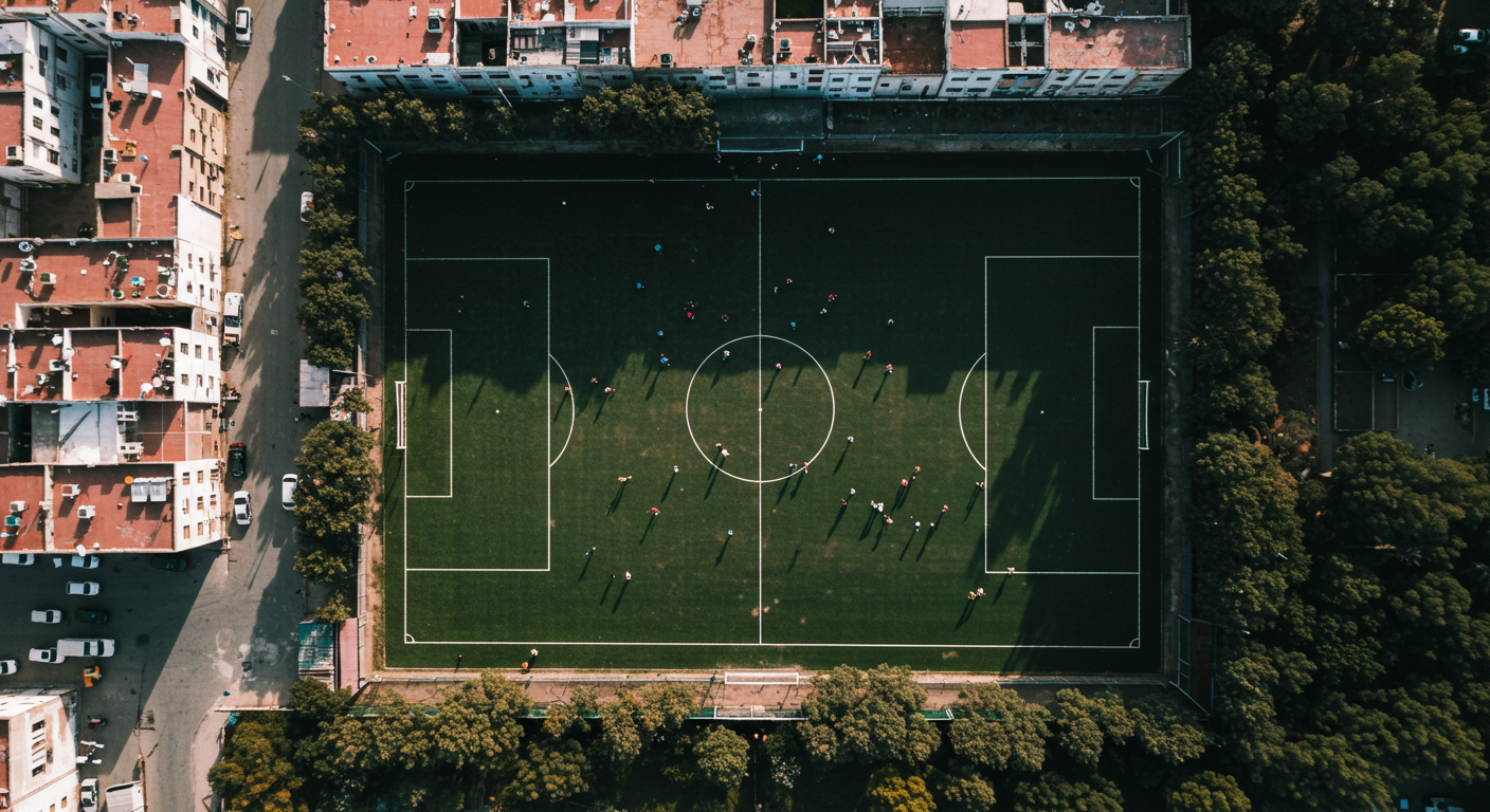 تصوير جوي لملعب أو حدث رياضي في طنجة – بدقة 4K – عبر درون DJI